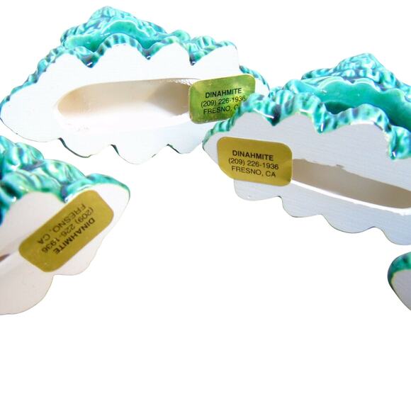 Porcelain Napkin Rings Holders Set 4 Green Christmas Tree Figurines New 3.25" - Picture 4 of 5